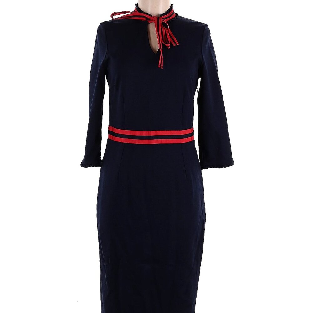 Boden navy dress with red details